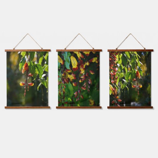 Exotische geel en rode Indische klok Botanisch Hangend Wandkleed (Driedubbel)