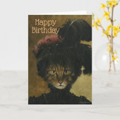 Exotische Glamoureuze Kat Verjaardagskaart Kaart (Gele Bloem)