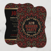 Exotische Gotische Donkere Elegantie Rood Goud Din Kaart (Voorkant / Achterkant)