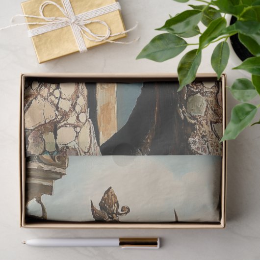 Exotische Gotische Gargoyle Rozen Parijse charme Tissuepapier (Geschenk)