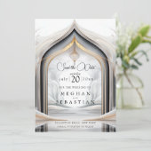 Exotische gouden houtskool Arabische flair Save The Date (Staand voorkant)