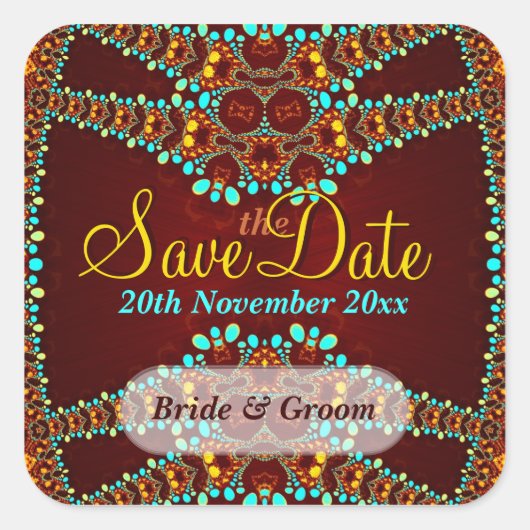Exotische gouden juwelen Save the Date Sticker (Voorkant)