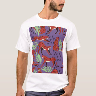 Exotische grote katten, tropische planten. t-shirt