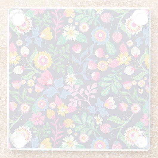 Exotische Hand Geschilderd Bloempatroon-48330 Glazen Onderzetter (Achterkant)