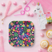 Exotische Hand Geschilderd Bloempatroon-48330 Papieren Bordje (Feest)