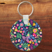 Exotische Hand Geschilderd Bloempatroon-48330 Sleutelhanger (Voorkant)