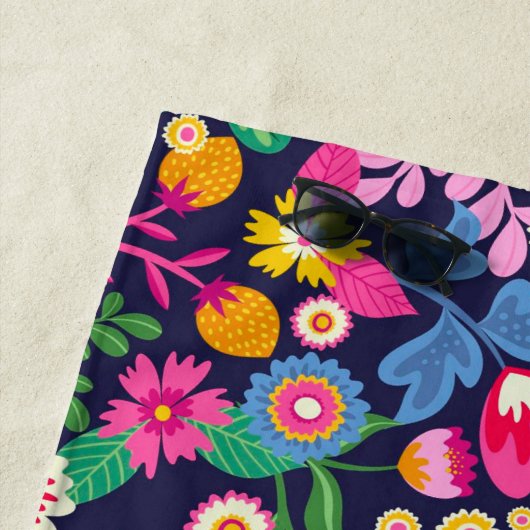 Exotische Hand Geschilderd Bloempatroon-48330 Strandlaken (In situ)