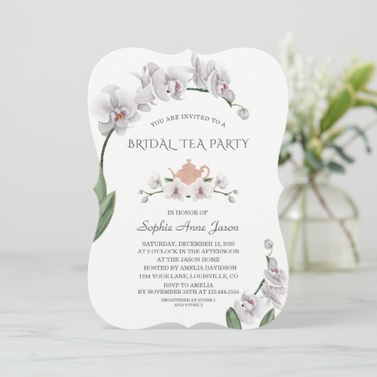 Exotische Hawaïaanse Witte Orchidee Bruids Thee Fe Kaart (Staand voorkant)