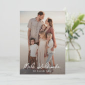 Exotische Hawaiiaanse Mele Kalikimaka Familiefoto Feestdagenkaart (Staand voorkant)