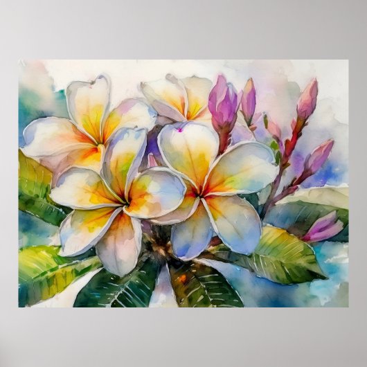 Exotische Hawaiiaanse Plumeria Tree Poster (Voorkant)