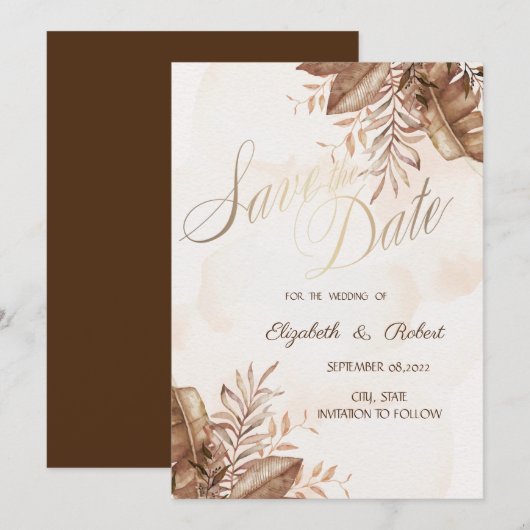 Exotische Herfst Bloemen Bewaar De Datum Save The Date (Voorkant / Achterkant)