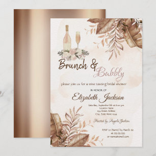 Exotische herfst bloemen brunch & bubbels bruidsfe kaart