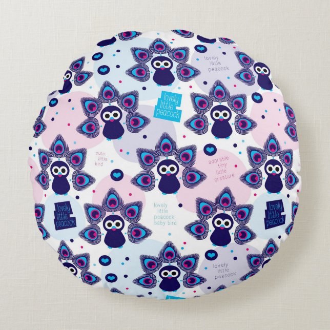 exotische india pauock patroon rond kussen (Voorkant)