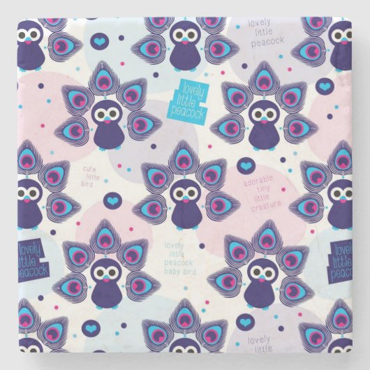 exotische india pauock patroon stenen onderzetter (Voorkant)