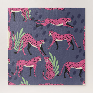 Exotische jachtluipaarden: kleurrijk patroon. legpuzzel