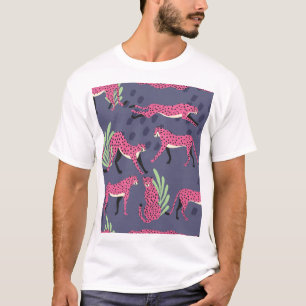 Exotische jachtluipaarden: kleurrijk patroon. t-shirt