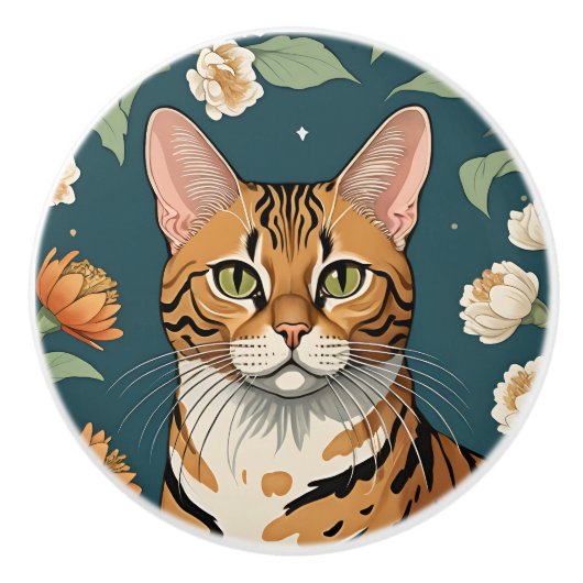 Exotische kat #8 Keramische trek Keramische Knop (Voorkant)