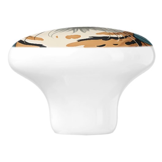 Exotische kat #8 Keramische trek Keramische Knop (Zijkant)