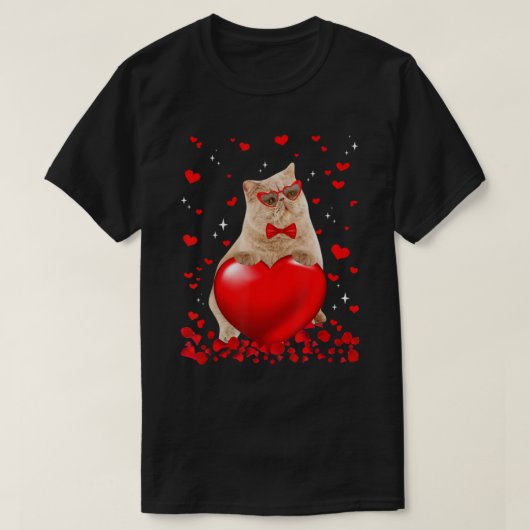 Exotische kat-hartkat-Valentijn T-shirt (Design voorkant)