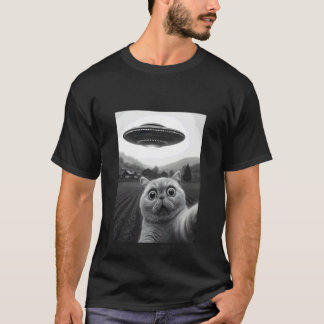 Exotische kat selfie grappige buitenaardse ontvoer t-shirt