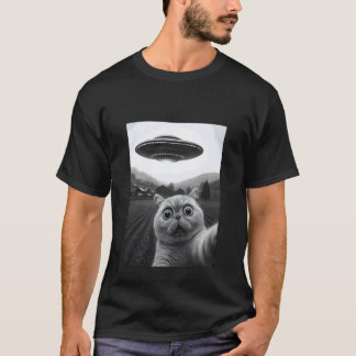 Exotische kat selfie grappige buitenaardse ontvoer t-shirt