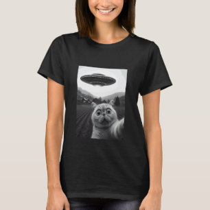 Exotische kat selfie grappige buitenaardse ontvoer t-shirt