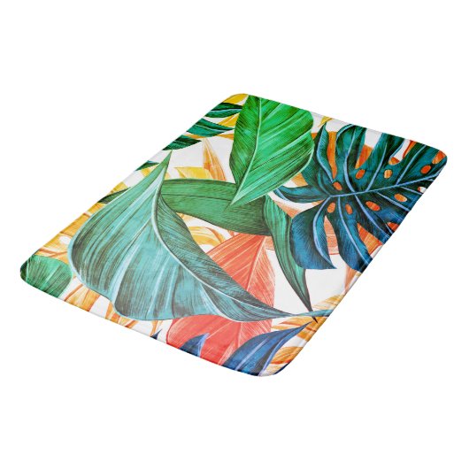 Exotische kleurige palmoverbladeren badmat (Gekanteld)