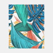 Exotische kleurige palmoverbladeren fleece deken (Voorkant)