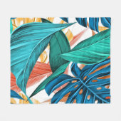 Exotische kleurige palmoverbladeren fleece deken (Voorkant (Horizontaal))