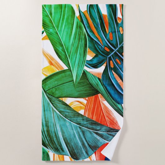 Exotische kleurige palmoverbladeren strandlaken (Voorkant)