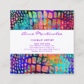 Exotische kleurige snakeskin-printer vierkante visitekaartje (Achterkant)