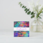 Exotische kleurige snakeskin-printer vierkante visitekaartje (Staand voorkant)