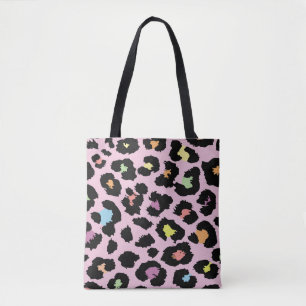 exotische kleurige, wilde luipaard tote bag