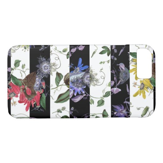 Exotische kleurrijke bloemen op zwarte en witte st Case-Mate iPhone case (Achterkant (Horizontaal))