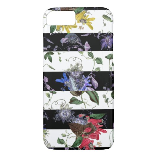 Exotische kleurrijke bloemen op zwarte en witte st Case-Mate iPhone case (Achterkant)