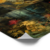 Exotische kleurrijke bos olifant kunst collage poster (Hoek)