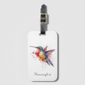 Exotische kleurrijke kolibrie aanpasbaar bagagelabel (Voorkant (verticaal))