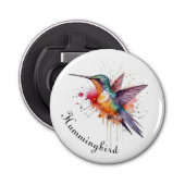 Exotische kleurrijke kolibrie aanpasbaar button flesopener (Voorkant)