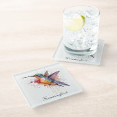 Exotische kleurrijke kolibrie aanpasbaar glazen onderzetter (Schuin)