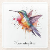 Exotische kleurrijke kolibrie aanpasbaar glazen onderzetter (Voorkant)