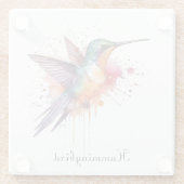 Exotische kleurrijke kolibrie aanpasbaar glazen onderzetter (Achterkant)