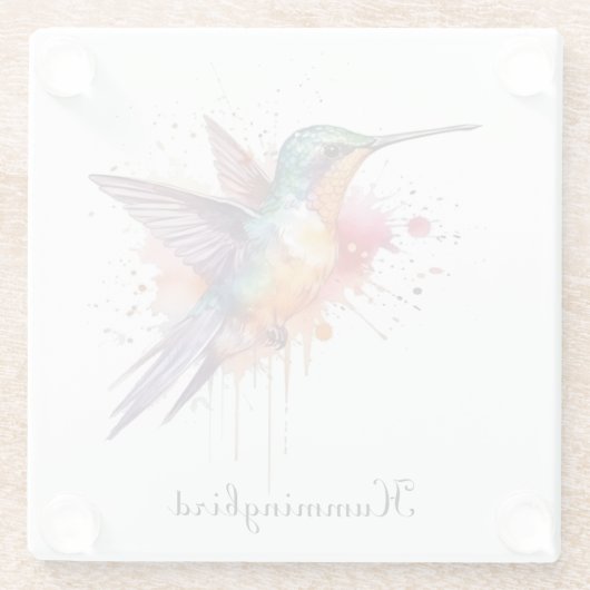 Exotische kleurrijke kolibrie aanpasbaar glazen onderzetter (Achterkant)