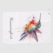 Exotische kleurrijke kolibrie aanpasbaar golfhanddoek (Horizontaal)