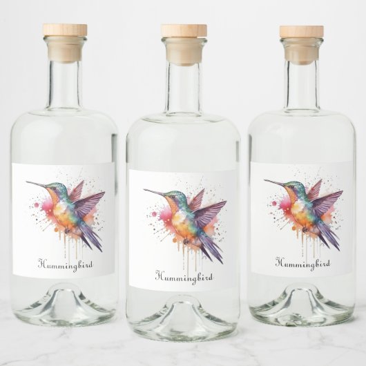 Exotische kleurrijke kolibrie aanpasbaar likeurfles etiket (Flessen)