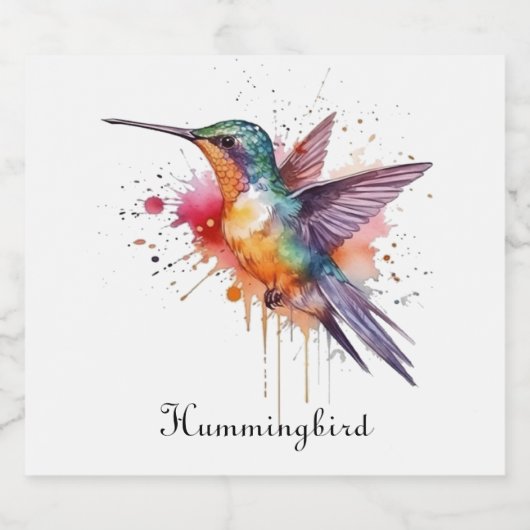 Exotische kleurrijke kolibrie aanpasbaar likeurfles etiket (Enkel label)