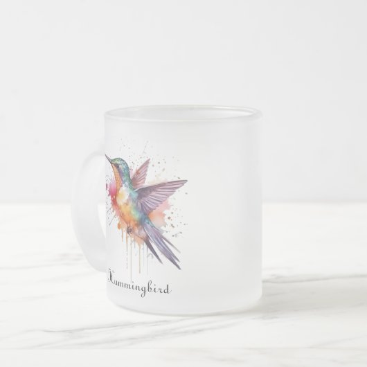 Exotische kleurrijke kolibrie aanpasbaar matglas koffiemok (Voorkant links)
