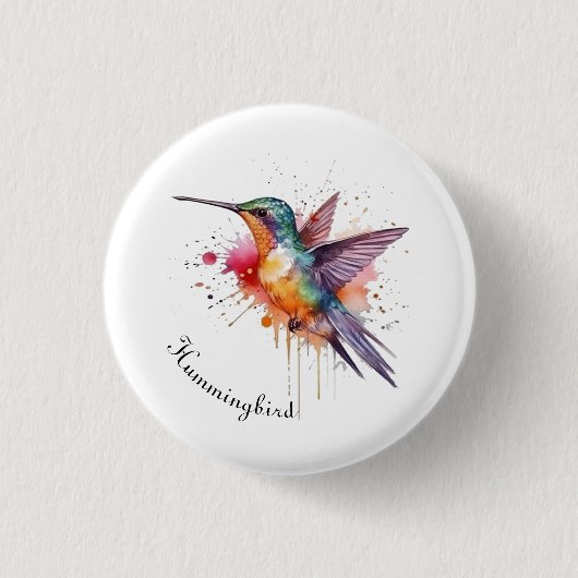 Exotische kleurrijke kolibrie aanpasbaar ronde button 3,2 cm (Voorkant)