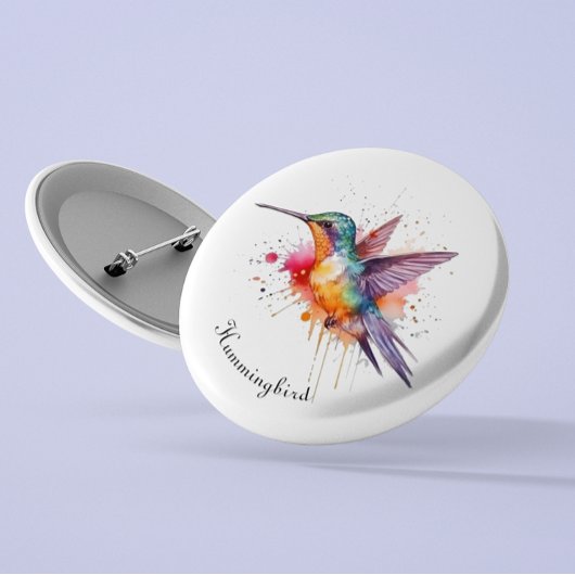 Exotische kleurrijke kolibrie aanpasbaar ronde button 3,2 cm