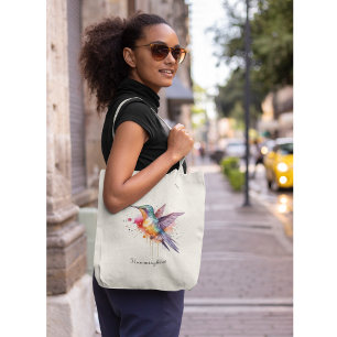 Exotische kleurrijke kolibrie aanpasbaar tote bag