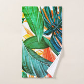 Exotische kleurrijke palmbladeren badhanddoekset bad handdoek (Handdoek)